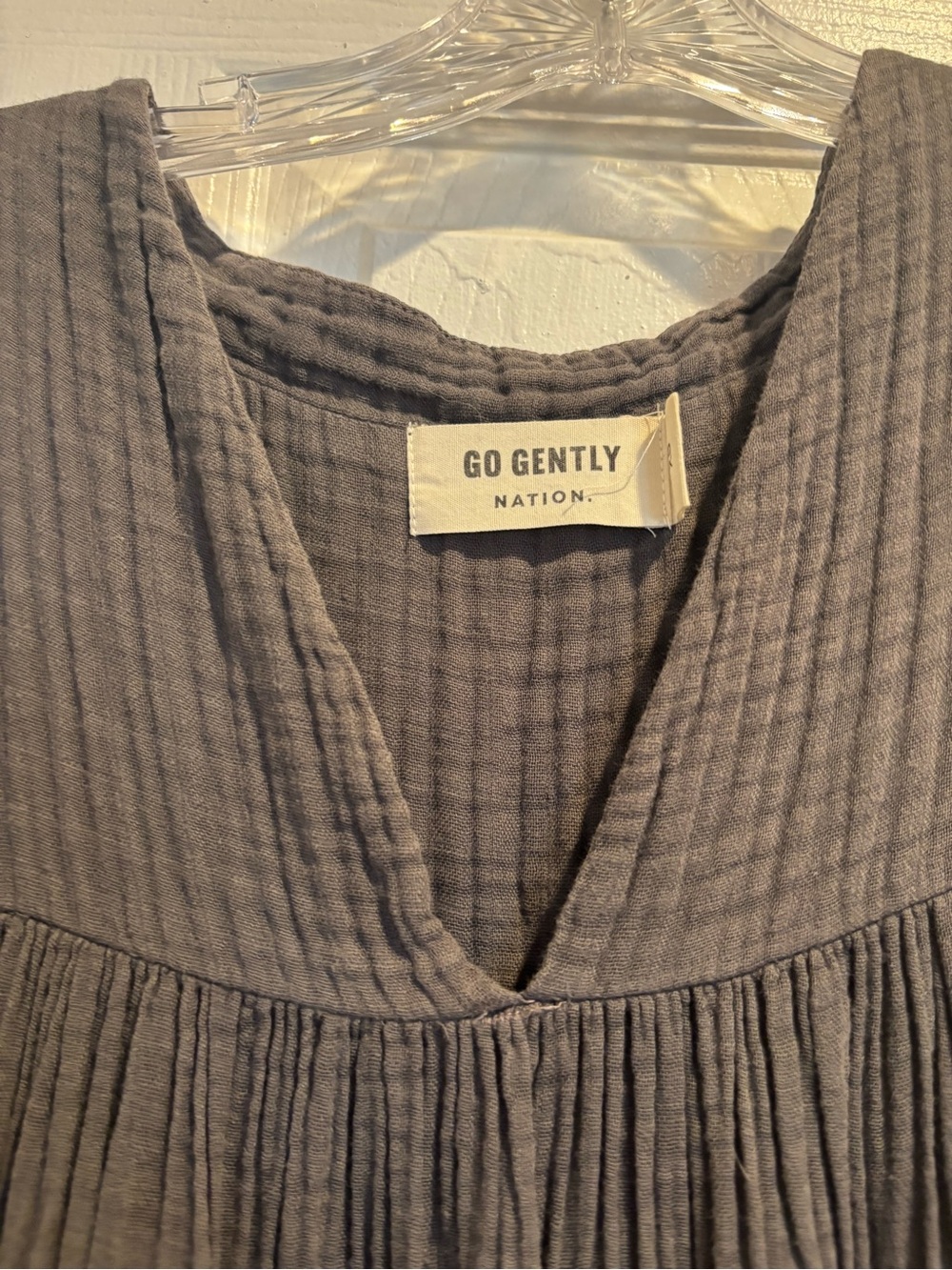 Go Gently Cotton Gauze Midi Dress in Charcoal Gray - Picture 3 of 4